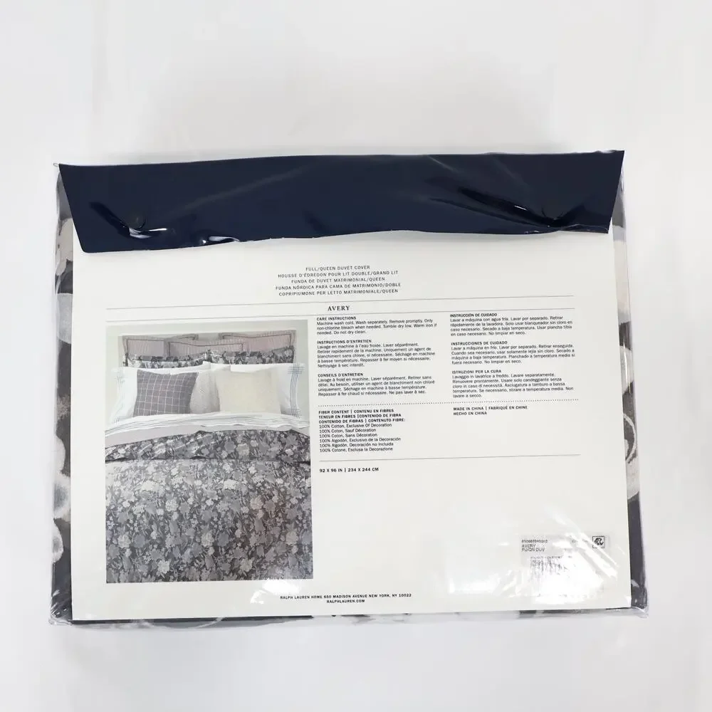 Ralph Lauren Bedding Avery Duvet Cover Charcoal Heather Full/Queen 92x96 NWT